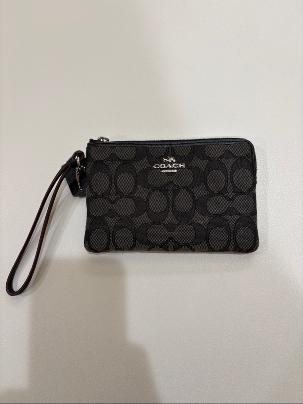 Coach Black Signature Canvas Wristlet